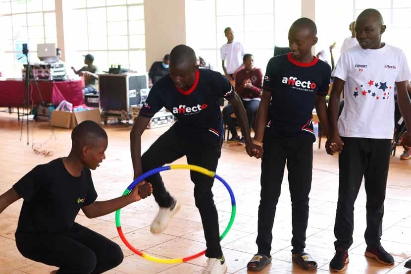 Young people taking part in an Affecto team activity